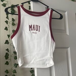 Women's White and Red Tank Top